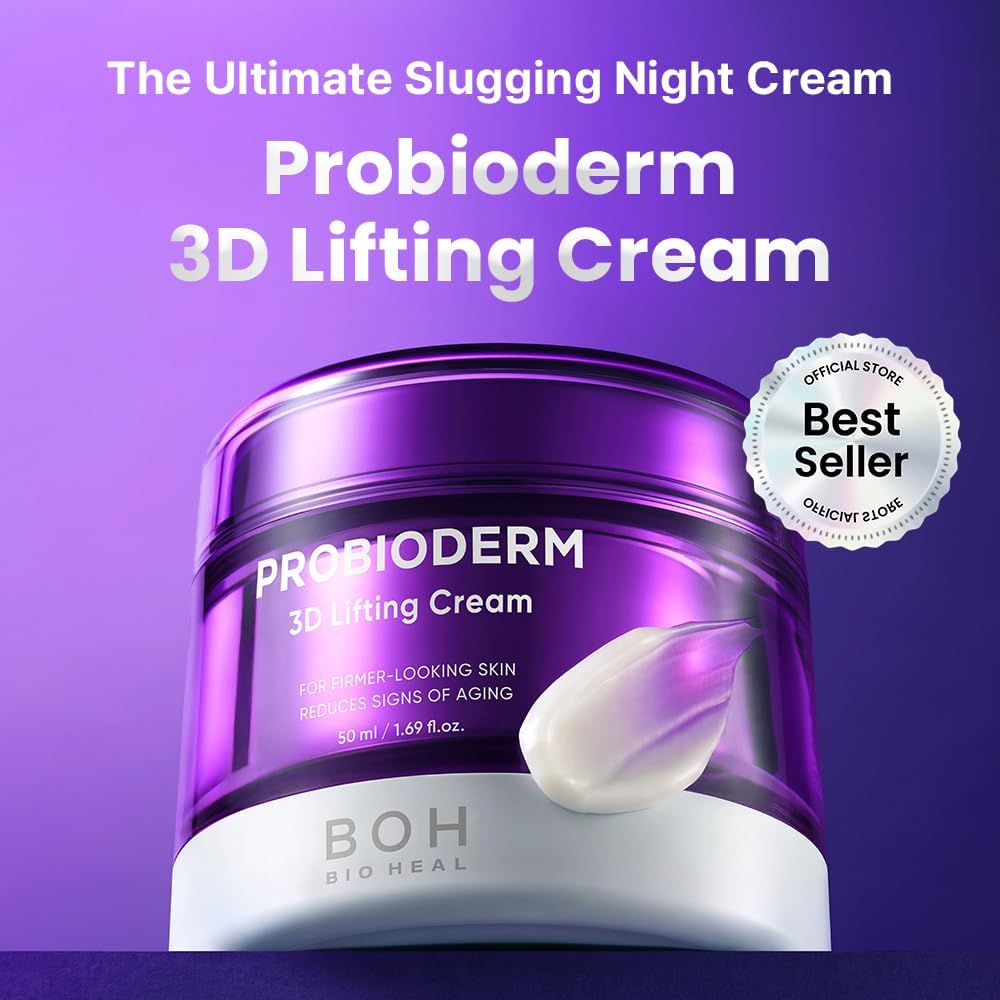 BIOHEAL BOH Probioderm 3D Lifting Cream 1.7 fl oz - Cardi B's Advanced Korean Facial Night Cream with 17-Peptide Complex & Probioderm for Face and Neck, Butter-Rich Texture for Perfect Slugging