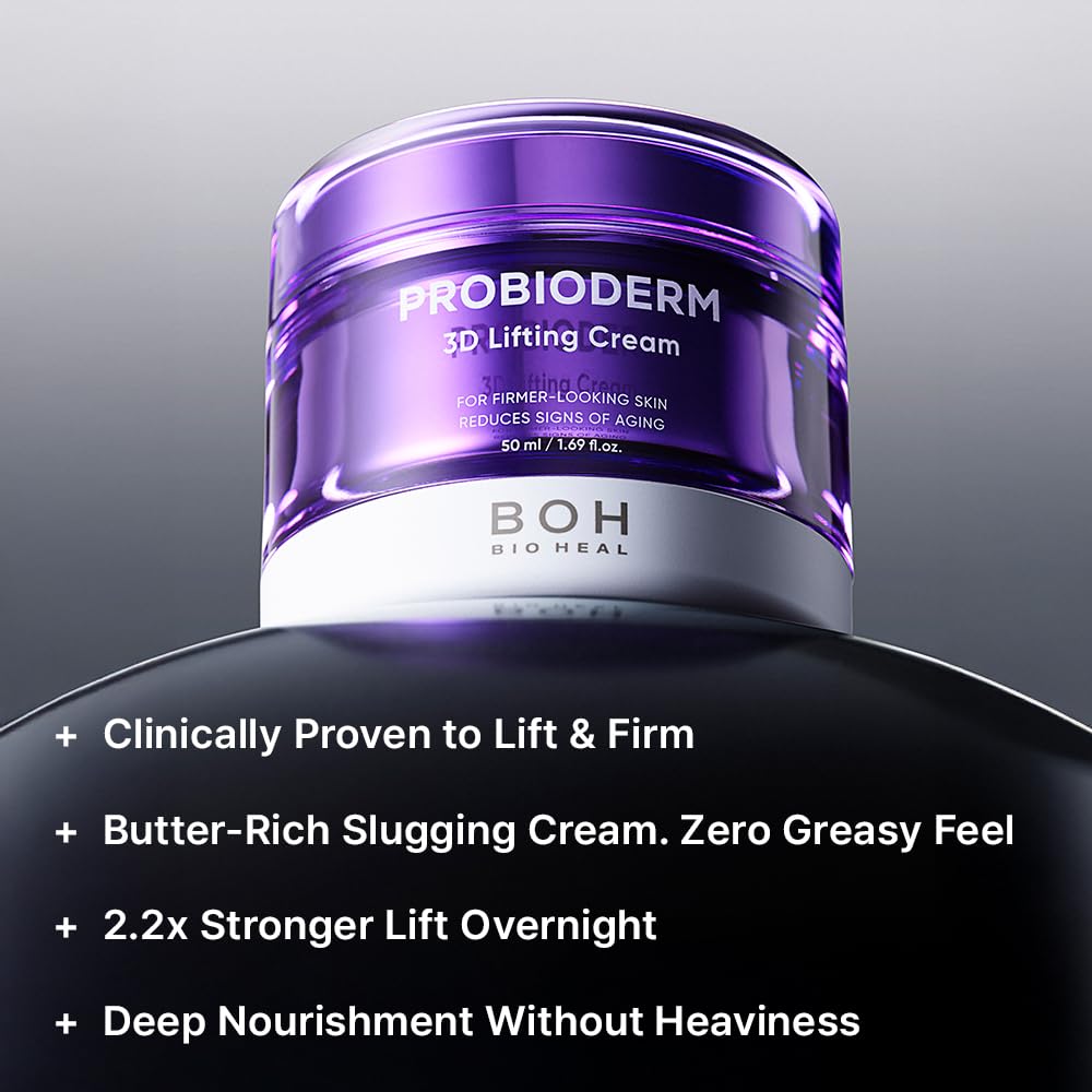 BIOHEAL BOH Probioderm 3D Lifting Cream 1.7 fl oz - Cardi B's Advanced Korean Facial Night Cream with 17-Peptide Complex & Probioderm for Face and Neck, Butter-Rich Texture for Perfect Slugging