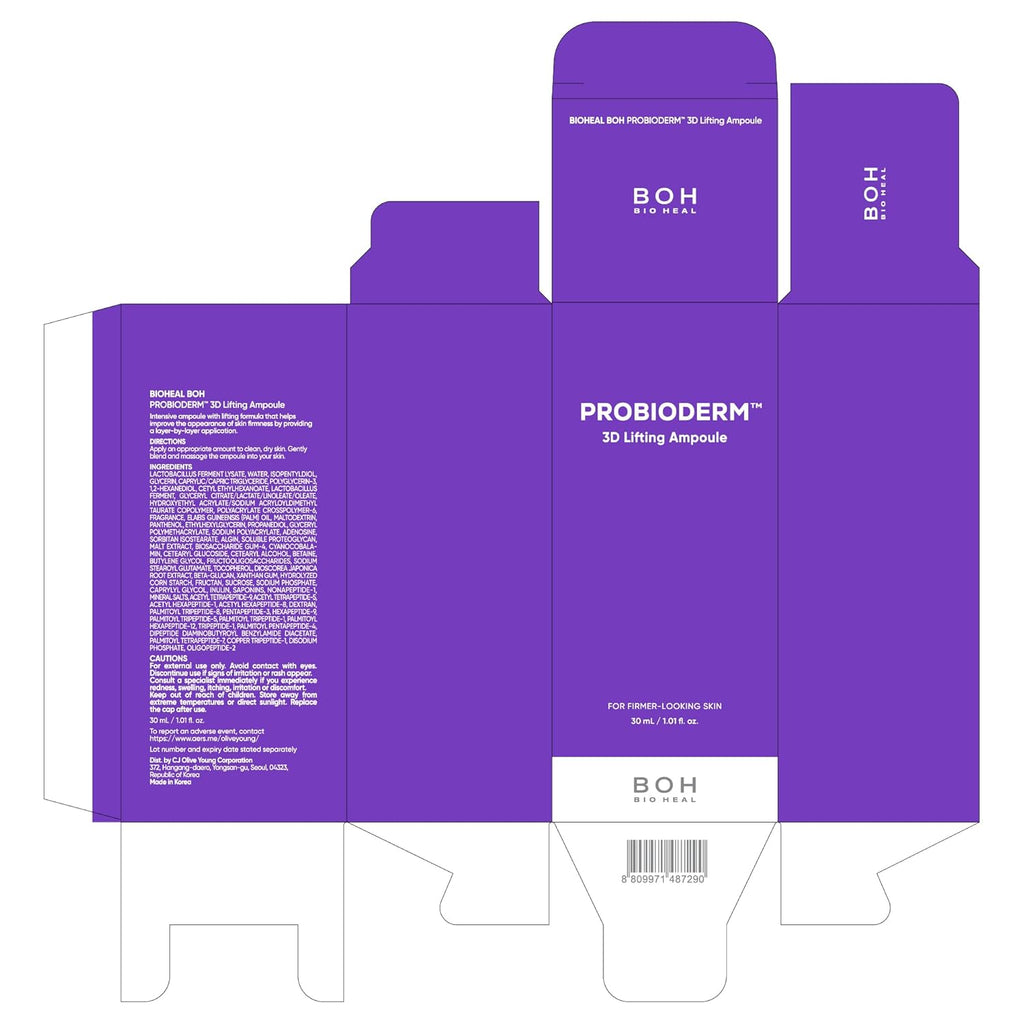 BIOHEAL BOH Probioderm™ 3D Lifting Ampoule 1.01 fl oz (30 ml) | Advanced Elasticity Serum for Sculpted, Firm Skin | Powerful 3D Lifting Formula with Probiotics & Peptides for Daily Skincare