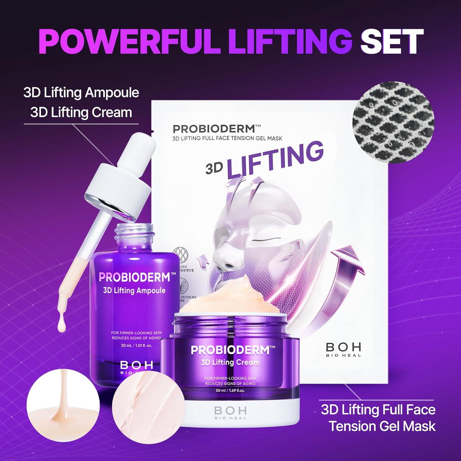 BIOHEAL BOH Probioderm™ 3D Lifting Ampoule 1.01 fl oz (30 ml) | Advanced Elasticity Serum for Sculpted, Firm Skin | Powerful 3D Lifting Formula with Probiotics & Peptides for Daily Skincare