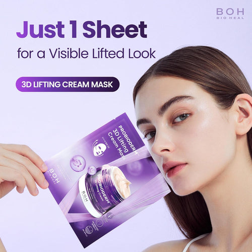 BIOHEAL BOH Probioderm 3D Lifting Cream Mask 6 Sheets | Korean Collagen Face Mask for Wrinkles, Firming & Anti-Aging | Probiotic Skincare Sheet for Sagging Skin, Instant Lift & Hydration